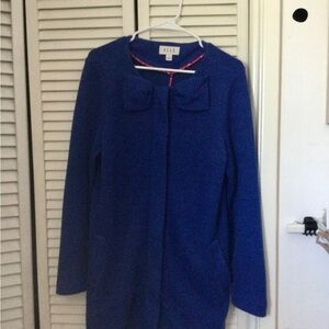 ELLE Women's Royal Blue Bow-Accent Coat